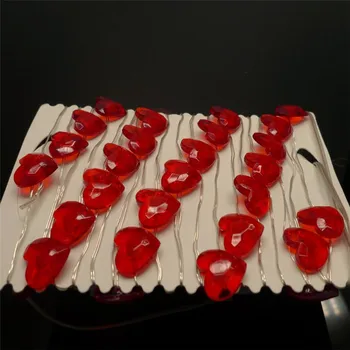 2 Pack 1/2M Sidabro Vielos Raudona Širdis Vario String Žibintai Šiltai balta dekoracija Comping Šalis Vestuvių Žibintai su baterijomis