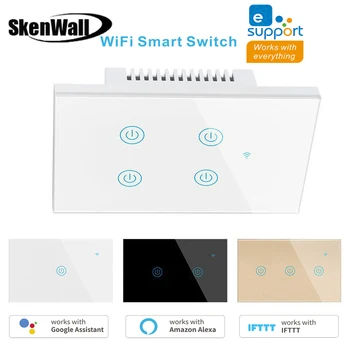 1 2 3 4 Gauja WiFi Smart Switch Tuya Stiklo Touch Panel Sienos Jungiklis, Belaidis Valdymo Alexa 