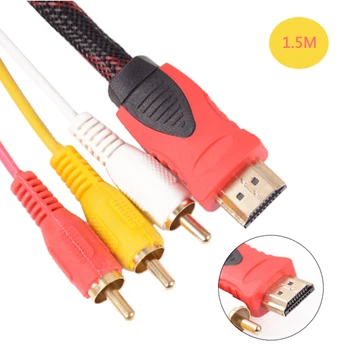 1,5 M Konversijos Skaičiuoklė Adapterio Kabelis HDMI Laidą į RCA Kabelis HDMI Male į 3 RCA AV Vyrų AV Composite Vyrų, M/V Jungtis