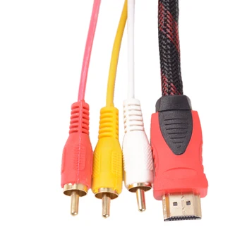 1,5 M Konversijos Skaičiuoklė Adapterio Kabelis HDMI Laidą į RCA Kabelis HDMI Male į 3 RCA AV Vyrų AV Composite Vyrų, M/V Jungtis