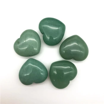 1 Gabalas Gamtos Green Aventurine Širdies Formos Čakros Akmenys, Išraižytas Reiki Healing Apdaila, Natūralus Akmenys ir Mineralai