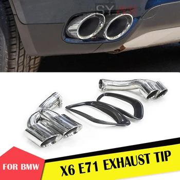 1 pora 4 iš nerūdijančio plieno, automobilių išmetamųjų Patarimas pro išmetimo vamzdį & padengti BMW X6 E71 duslintuvo patarimas X serijos 2008-2013 m.