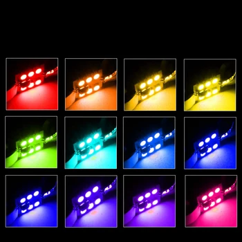 1 Set C5W 5050 6SMD Girlianda Šviesos RGB Vidaus Lemputė Su Nuotolinio Valdymo Automobilio Led Auto Spalvinga Lempa Stogo Bagažinė Lemputės 12V