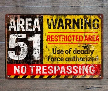 1 vnt No trespassing įspėjimo audra plotas 51 ribojamas Skardos Pasirašyti sienos plakatas vyras urvas Apdaila Meno Dropshipping metalo