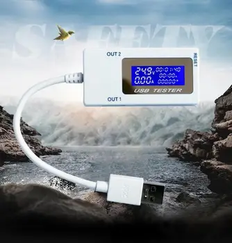 10 1 Dvigubas USB testeris DC Digital voltmeter amperimetro srovės voltmetras amp USB įkroviklis Gydytojas daugiafunkcį bandymas