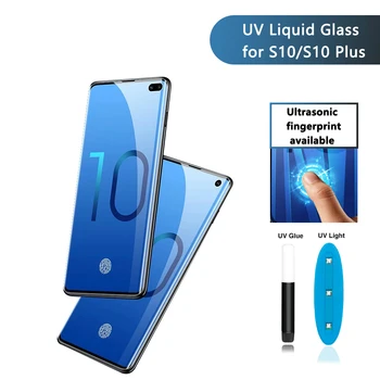 10 Vnt./daug UV Klijai Visiškai Grūdintas Stiklas Samsung S8 S9 S10 Plius Screen Protector for Samsung Note 8 9 10 S7 Krašto Su Pakavimo