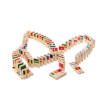 100 Vėliavos Valiuta Domino Mediniai Blokai Ankstyvojo Švietimo Žaislai, Autentiški Standartas Vaikams Baby Berniukas ir Mergaitė Dovana