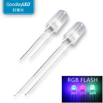 1000pcs 5mmRound Galvos fogge RGB septynių spalvų greitas flash arba lėtai flash šviesus, trumpas/ilgas kojas šviesos granulių DIP LED