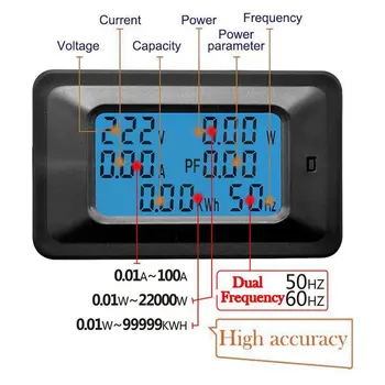 100A SROVĖS LCD Skaitmeninis Skydelis Vatų Galios Matuoklis Stebėti Voltmeter Ammeter Įtampa Srovės Testeris, skirtas Namų apyvokos Prietaisai