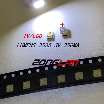 100VNT LIUMENŲ SMD LED 3535 3537 3V 1W šaltai balta TV foninio Apšvietimo Lemputė karoliukai A127CECEBUP8C-3D 6078