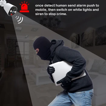 1080p Signalo ip wifi vaizdo kamera Baltos spalvos Led Prožektorius Sirena home security belaidžio ryšio fotoaparatą AI aptikimo wifi, kamera, lauko vaizdo stebėjimo kameros