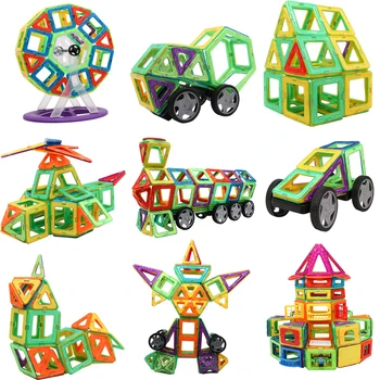 109pcs Didelis Dydis Magnetinė Dizaineris Blokų, Plastikiniai Pastato & konstrukciniai Žaislai Magnetinio Plytelės Nustatyti Švietimo Žaislai Vaikams