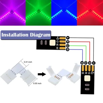 10mm 4Pin RGB LED Šviesos Juostelės Jungtis Rinkiniai su T/L Formos Juostelės Džemperiai Juostelės Įrašus Laido gnybtas Sudurti LED Juostos