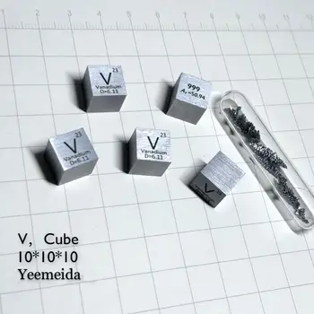 10mm Vanadžio Metalo Kubo 6.2 g 99.9% Graviruotas Periodinės Lentelės