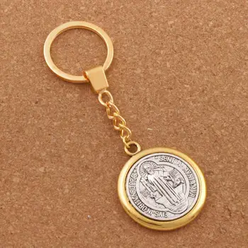 10vnt 30mm keychain Šventojo Benedikto Egzorcizmo Medalis Katalikų Kryžiaus Karolius, Raktų pakabukai Kelionės Apsaugos K1697