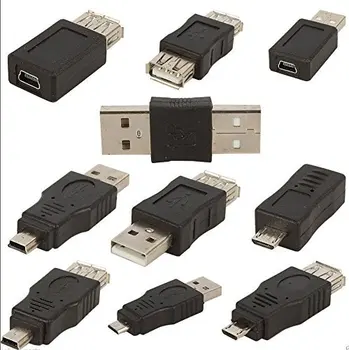 10vnt/daug OTG 5 Pin M/M, mini Adapteris Keitiklis Keitiklis USB Vyrų ir Moterų Micro USB