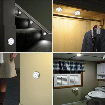 10VNT Led Pagal Kabineto Žibintai PIR Judesio Jutiklis naktinė lempa Baterija Magnetinio Patalpų apšvietimui miegamajame spintoje, laiptai, Sienos lempos