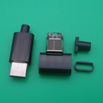 10vnt USB 3.1 C Tipo 2.0 Male jack Plug Suvirinimo Tipas USB-C 4 1 PCB Jungtis Juoda Balta