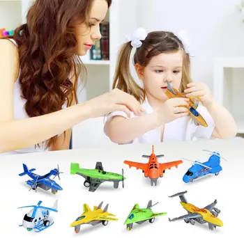 12pcs/daug Traukti Atgal Lėktuvai Transporto priemonės Playset Vaikams Pullback Plokštumos Žaislas Juokinga Orlaivių Ankstyvojo Lavinimo Žaislai Vaikams