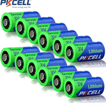 12Pcs PKCELL 3V CR123A Baterijos CR123 123A CR17345 KL23a VL123A DL123A 5018LC EL123AP Li-MnO2 Ličio baterijos LED Žibintuvėlis
