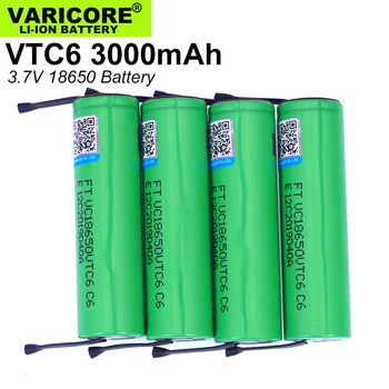 12PCS VariCore VTC6 3.7 V 3000mAh 18650 Li-ion Baterija 30A Išleidimo US18650VTC6 Įrankiai, e-cigarete, baterijų+PASIDARYK pats Nikelio lakštai
