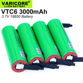 12PCS VariCore VTC6 3.7 V 3000mAh 18650 Li-ion Baterija 30A Išleidimo US18650VTC6 Įrankiai, e-cigarete, baterijų+PASIDARYK pats Nikelio lakštai