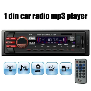 12V auto Automobilio radijas Stereo FM 5V mobiliųjų telefonų Kroviklį USB/SD/AUX Automobilių Elektronikos In-Dash 1 DIN MP3 Garso Grotuvas, nuotolinio valdymo pultas