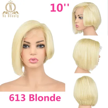 13x6 Nėriniai Priekiniai Žmogaus Plaukų Trumpas Bob Perukai Pixie Supjaustyti Ombre Spalvos 1B 27 613 Blond Juoda Tiesiai Moterų Brazilijos Remy Plaukų