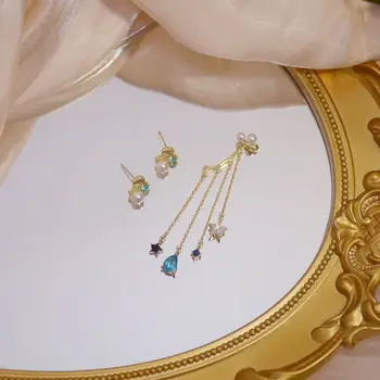 14 karatų tikru auksu padengtą mados papuošalų, kristalų prabangus auskarai moteris atostogų šalis elegantiški auskarai