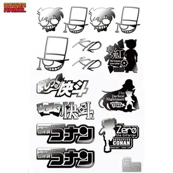 14pcs/set Janpanese Anime Detective Conan Sidabro spalvos Metalo Lipdukai Telefoną, iPad Nešiojamas Kompiuteris Vaikams 