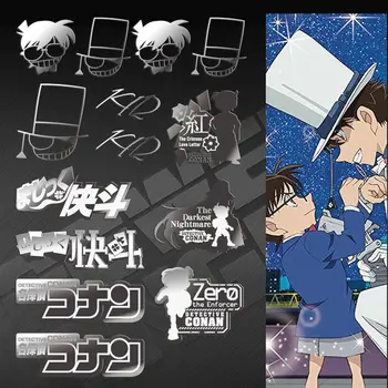 14pcs/set Janpanese Anime Detective Conan Sidabro spalvos Metalo Lipdukai Telefoną, iPad Nešiojamas Kompiuteris Vaikams 