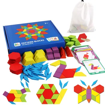 155pcs Tangram Vaikų 3D Dėlionė Baby Mediniai Montessori Švietimo Žaislai Vaikams, Mokymosi Žaislai, Mediniai Tangram