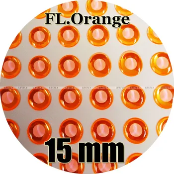 15mm 3D Liuminescencinės Neoninės Oranžinės spalvos (Balta Mokinys) / Didmeninė 160 Minkštas Formuoti 3D Holografinio Žuvies Akis, Skristi Susiejimas, Konduktorius, Suvilioti
