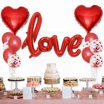 15vnt/set Romantiška Vestuvių aš Tave Myliu Folija Balionai Širdies Kolbų Valentino Dienos, Gimtadienio Dekoracijas Latekso Globos Prekes