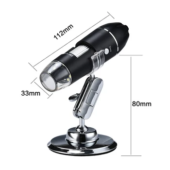 1600X Elektroninių Mikroskopų 3 in 1 USB Tipas-C Skaitmeninis Mikroskopas su didinamasis stiklas, Kameros 1080P 8 LED Stovėti 