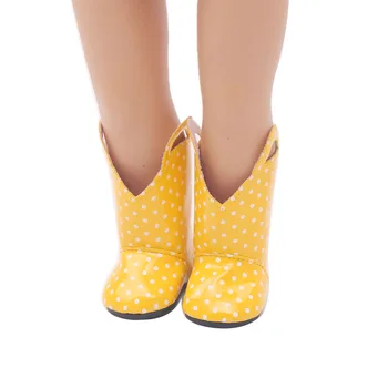 18 colių Mergaičių lėlės batai, Stilingas, geltonos spalvos vandeniui batai PU Amerikos naujagimių batų žaislai tinkami 43 cm kūdikių lėlės s102