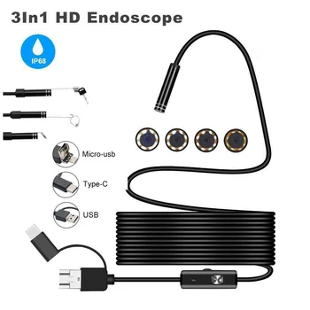 1M-10M 8mm Endoskopą 3in1 Kamera HD 1080P Lankstus USB Borescope Vandeniui 8LEDs Tikrinimo Borescope Kamera, skirta 