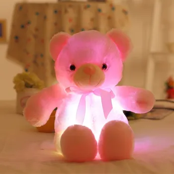 1pc 50cm Kūrybos Šviesą LED Meškiukas Iškamšos Šviesos Pliušinis Žaislas Spalvinga Žėrintis Meškiukas Kalėdų Dovana Vaikams