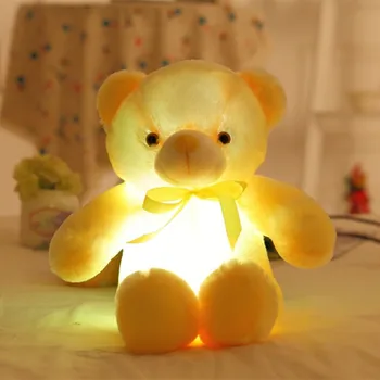 1pc 50cm Kūrybos Šviesą LED Meškiukas Iškamšos Šviesos Pliušinis Žaislas Spalvinga Žėrintis Meškiukas Kalėdų Dovana Vaikams