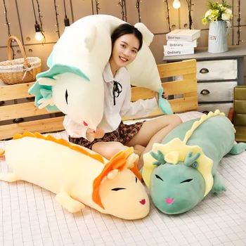 1pc 90-130CM Mielas White Dragon Pliušiniai Žaislai Animacinių filmų Modeliavimas Gyvūnų Gulėti Dinozaurų Pagalvę kawaii Gimtadienio Dovana Vaikams