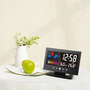 1Pc Daugiafunkcinis LCD Skaitmeninis Dispaly Balso Aktyvuota Apšvietimas Oras Stotis Forcast Temperatūra Drėgnumas Laikrodis Часы
