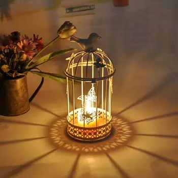 1pc Europoje Stiliaus Birdcage Arbata Šviesos Žvakių Laikiklis Metalo Kabo Žibintai Rose Gold Kūrybos Namų Puošybai