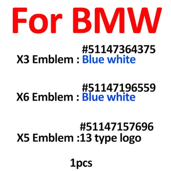 1Pcs Automobilių Galinis Kamieno Emblema Auto Uodega Įkrovos Ženklelis BMW X3 51147364375 X5 514715696 X6 51147196559 Mėlyna Balta/juoda Balta