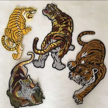1Pcs/Daug 4kinds Didelis Išsiuvinėti Tigras Pleistras 3D Gyvūnų Lopai Drabužiai, Striukė Atgal Pleistrai (reikia Ironning) A281