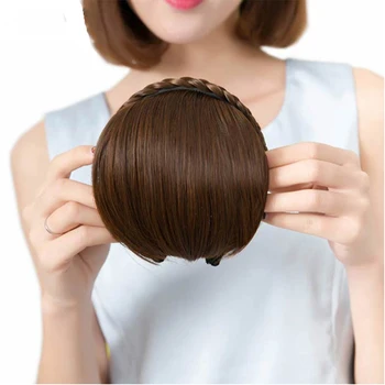 1pcs Pintas Hairband Sintetinių Kirpčiukai Atsparus Karščiui Kirpčiukai Plaukų priauginimas Moterų, Mergaičių, Bukas Kirpčiukai Netikri Pakraštyje Hairpieces
