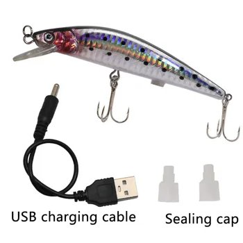 1pcs USB Įkrovimo Mirksi LED Šviesos Trūkčiojimas Žvejybos Masalas, Jaukas Elektros Gyvenimas-lyg Vibruotų, Jaukų, Žvejybos