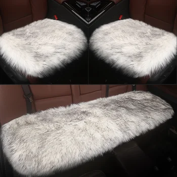 1pcs žiemos automobilių sėdynės apima ilgą vilnos pliušinis šildomos kailio, odiniai minkšti auto sėdynės pagalvėlė nustatyti automobilių stiliaus interjero priedai