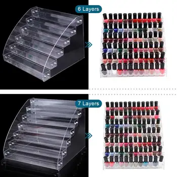 1To7 Pakopų Akrilo Nagų lako Stendas Multi-Layer Plastiko Skaidrus Lūpų Ekranas Manikiūro Saugojimo Kosmetika Nagų Dėžutę