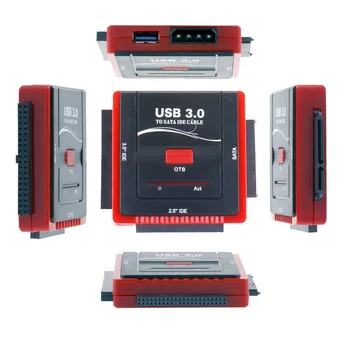 2.5/3.5 USB 3.0 Prie SATA/IDE Adapteris Kietąjį Diską Konverteris Universalus HDD/SSD Kietąjį Diską Diskas Su Maitinimo šaltinis