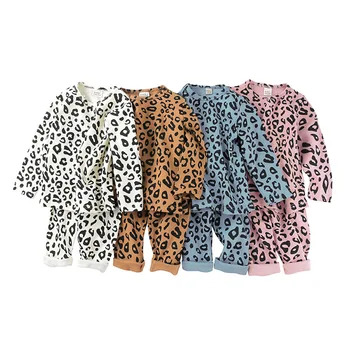 2-6 Metų Leopard Pižama Vaikams, Pavasarį, Rudenį, Vaikų Drabužiai, naktiniai marškiniai, pižamos Rinkiniai Medvilnės ilgomis Rankovėmis Sleepwear+Kelnės